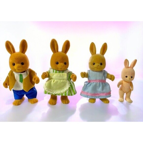 Vintage Maple Town Sylvanian Families Mr & Mrs Rabbit Rachel & Ricky Orginal - Picture 1 of 12